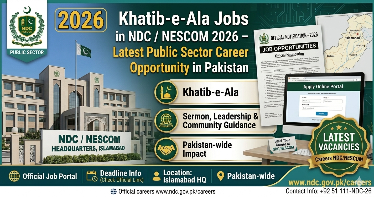 Khatib-e-Ala Jobs in NDC / NESCOM 2026 – Latest Public Sector Career Opportunity in Pakistan
