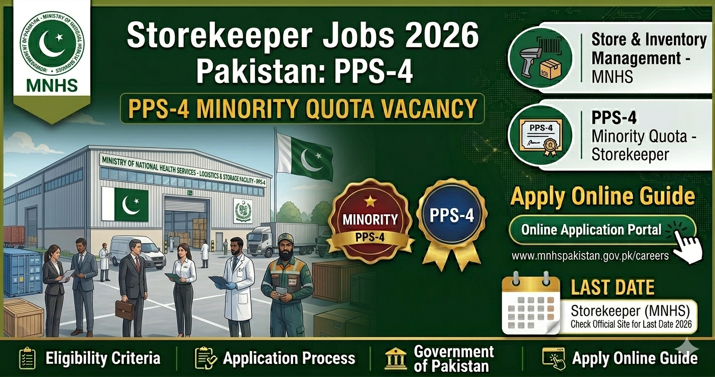 Storekeeper Jobs 2026 Pakistan – Ministry of National Health Services PPS-4 Government Vacancy in Islamabad