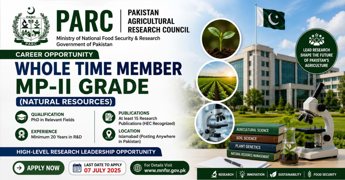 PARC Job 2026 Announces Whole Time Member (MP-II) Job 2026 – Complete Guide to Eligibility, Requirements & Application Process