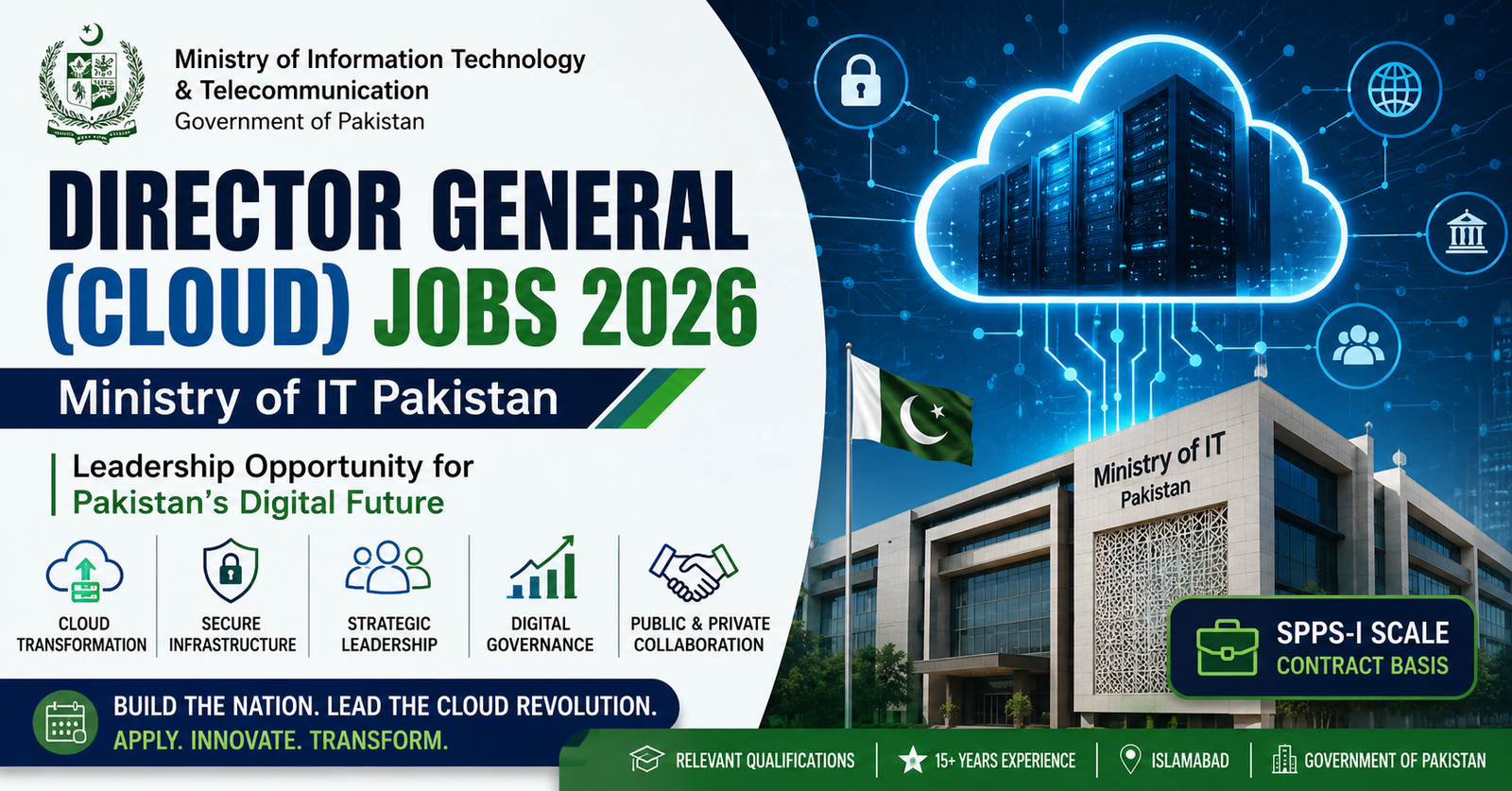 Director General (Cloud) Jobs 2026 in Ministry of IT Pakistan – Eligibility, Qualifications, Experience & Application Guide
