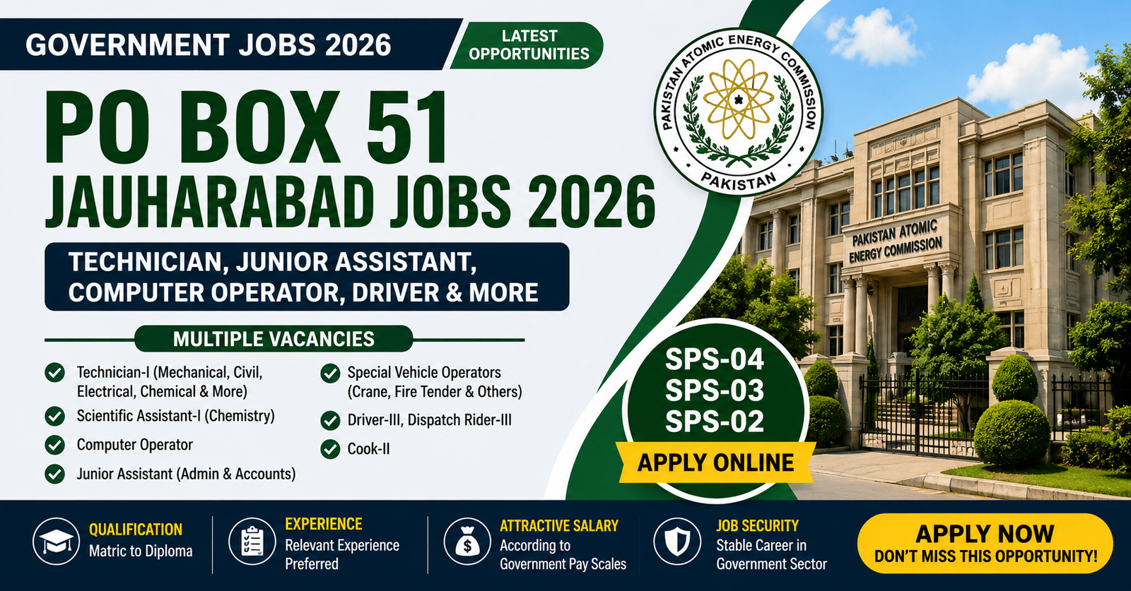 PO Box 51 Jauharabad Jobs 2026 Apply Online – Technician, Junior Assistant, Computer Operator & Driver Posts